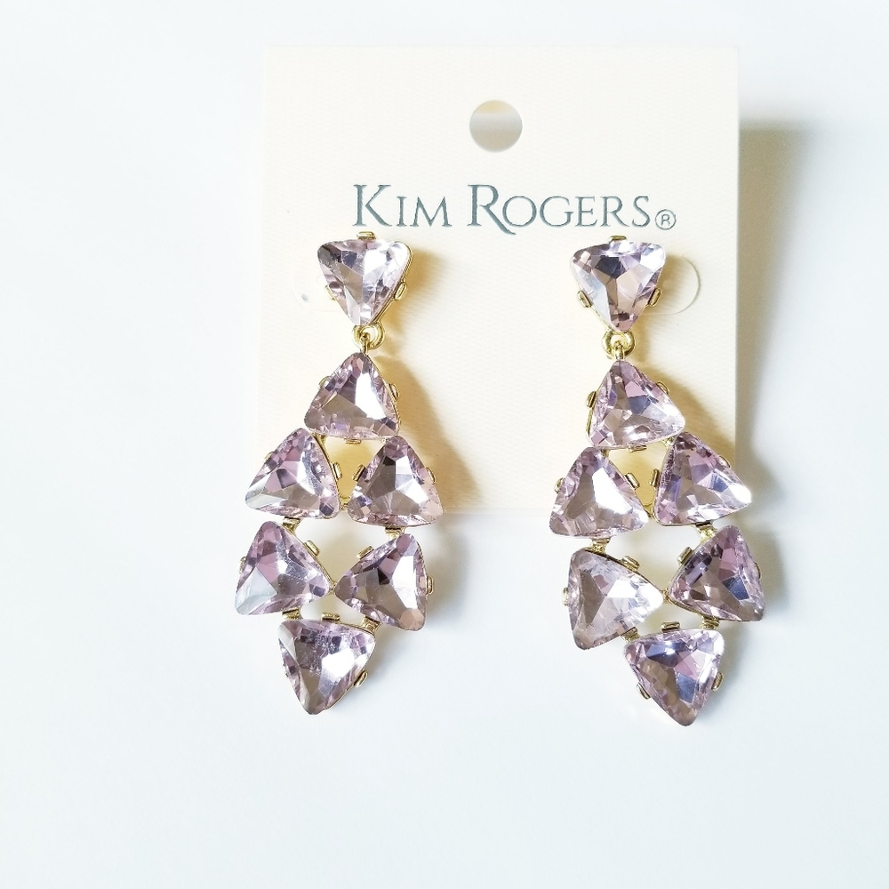 Kim Rogers Pink Rhinestone Statement Earrings